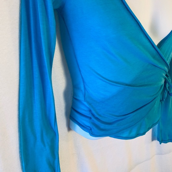New Splendid Turquoise Wrap Top Soft Lightweight - Picture 4 of 5